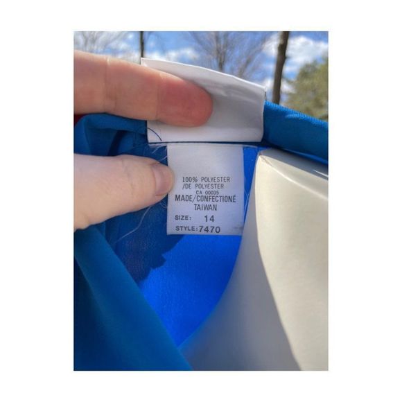 Vintage | 70s Electric Blue Blouse Statement Balloon Sleeve Secretary Office - Picture 11 of 12